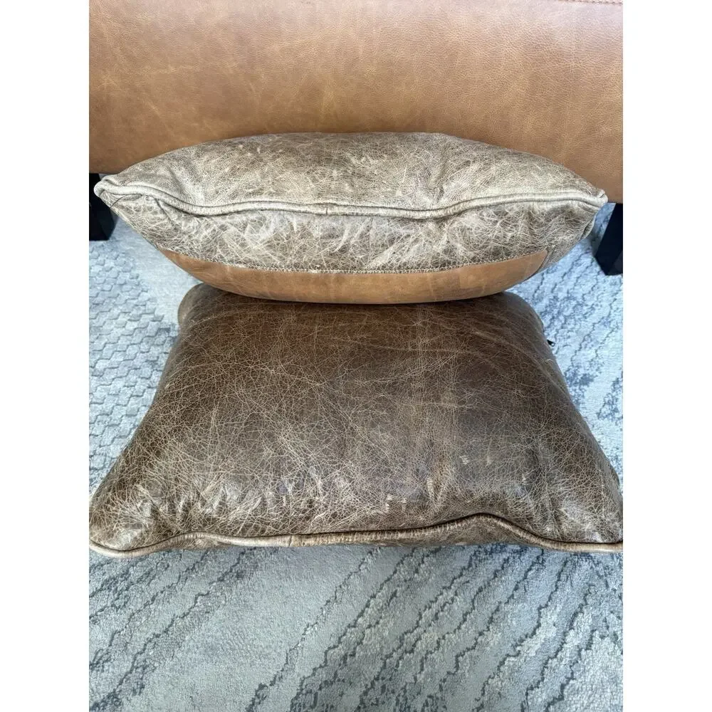 Judy Gibson Genuine Leather Pillow Covers Animal Print Signed Covers Only 18x20”